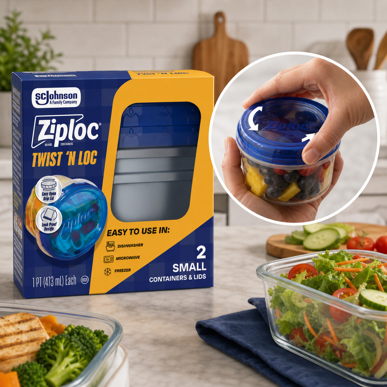Food Storage Small - 2ct Small Twist Lock Food Storage
