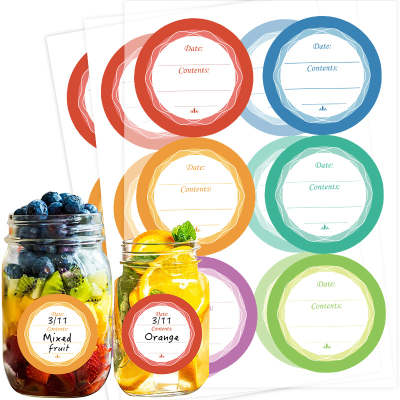 Food Storage Jar Labels - 6pcs 4CM Waterproof Removable Date Labels