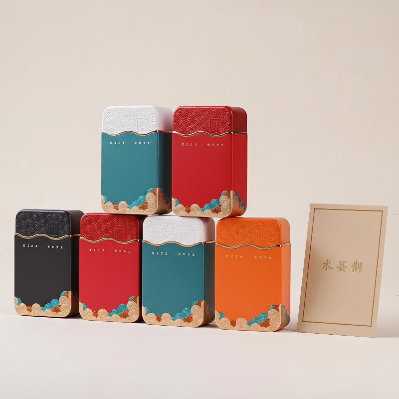 Food Storage Non Toxic - Non-toxic Rectangular Wavy Pattern Metal Tea