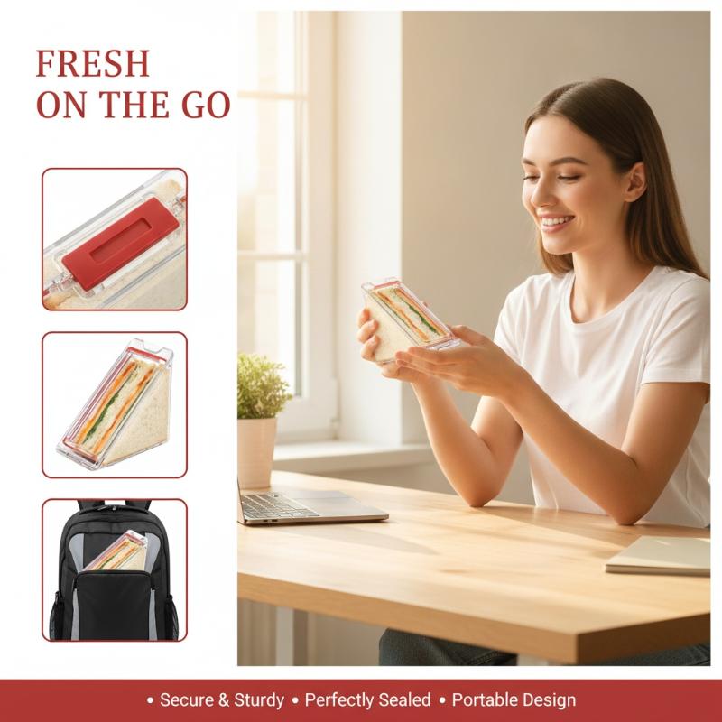 Food Storage Non Toxic - Clear Triangle Sandwich Holder Leakproof Lid