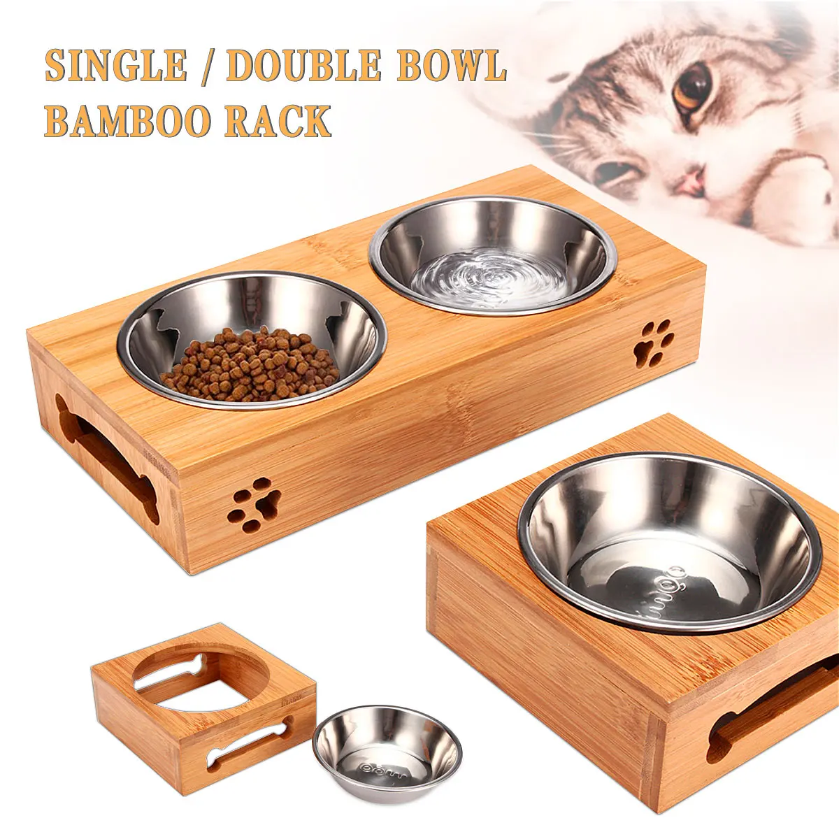 Pet Cat Bowl Bear Bamboo Plate - огляд і ціна Food Storage And Safety