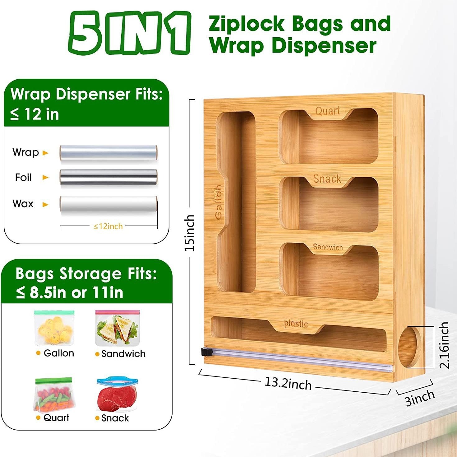 Bamboo Ziplock Food Bag Holder - огляд і ціна Food Storage Plastic Bag
