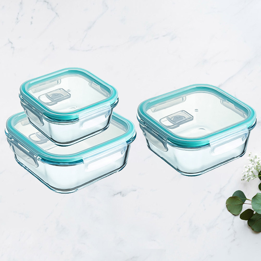 3Pcs Sky Blue Glass Food Stora - огляд і ціна Food Storage Non Toxic