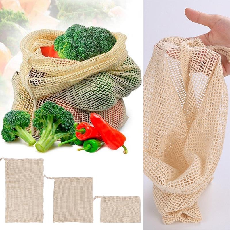 3PCS/LOT Cotton Mesh Vegetable - огляд і ціна Produce Bag Reusable Mesh